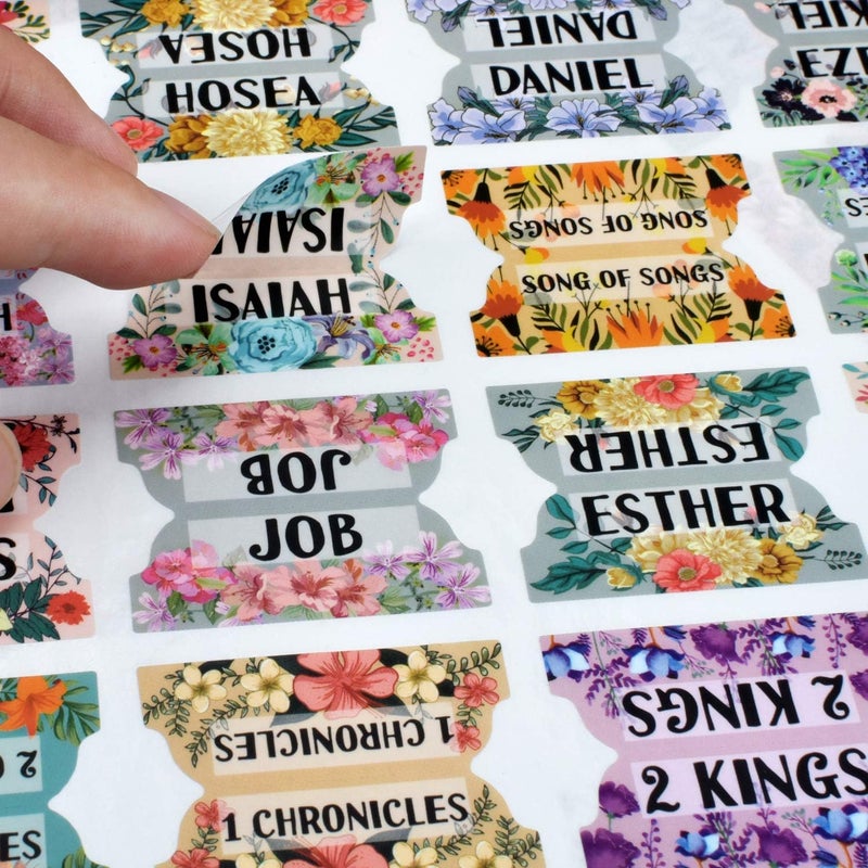 Cualfec Bible Index Tabs New & Old Testament Tabs Matte Laminated Floral Design - 122 Pcs (Floral) - Image 5
